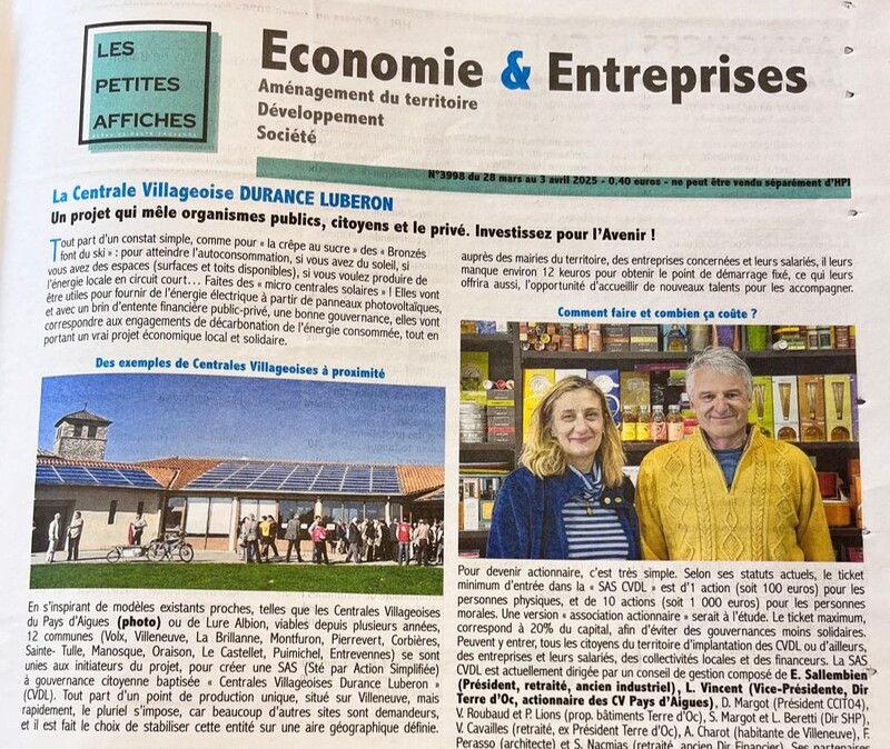 Une première au sein du réseau: Une Centrales Villageoises née à l'initiative d’une entreprise… 