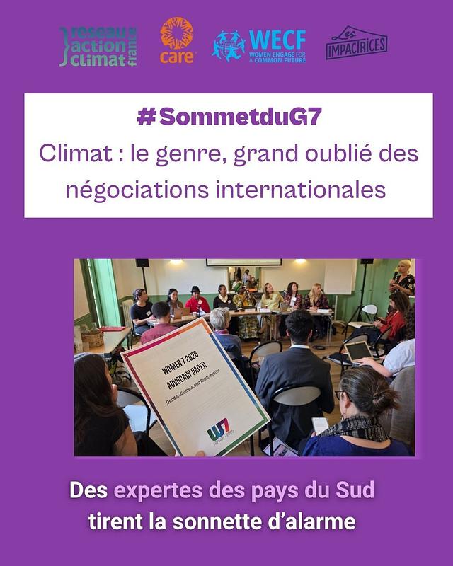 G7 en France et climat : le genre ne peut pas rester absent de l'agenda